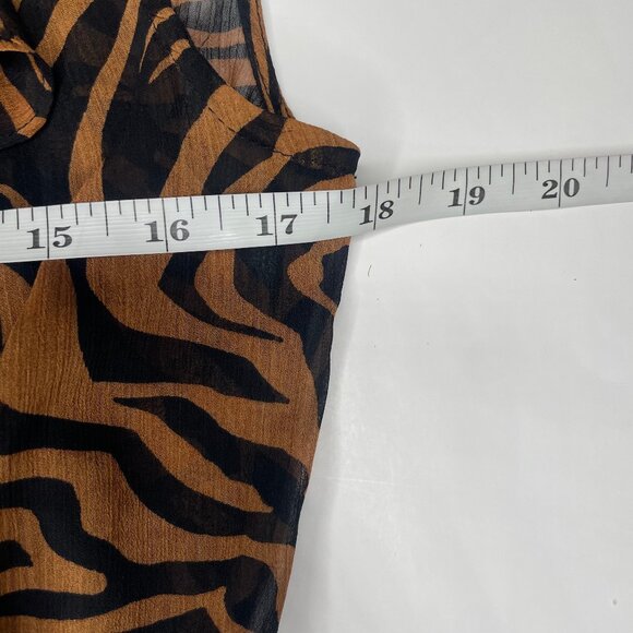 Express Tiger Zebra Animal Print Chiffon Ruffle Cut Out Back Mini Dress Sz M - Picture 11 of 15